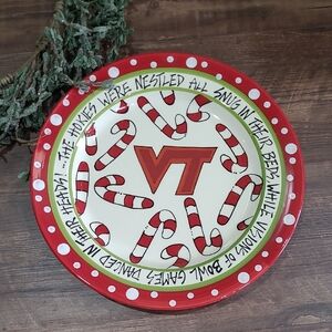 Virginia Tech Holiday Candy Cane Cookie Serving Plate 12"